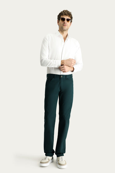 Koyu Yeşil Regular Fit Pamuk Kanvas / Chino Pantolon