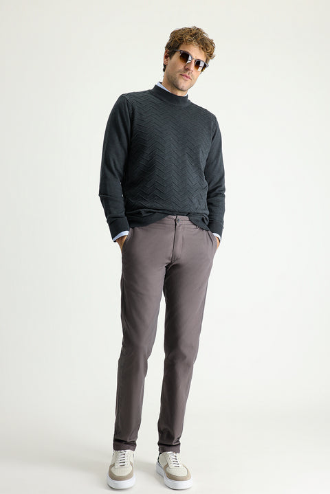 Orta Vizon Regular Fit Standart Kesim Pamuk Kanvas / Chino Pantolon