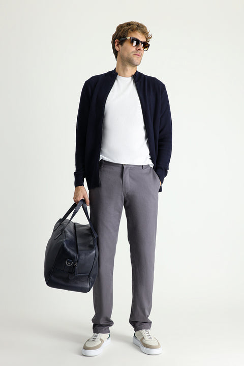 Koyu Vizon Regular Fit Standart Kesim Pamuk Kanvas / Chino Pantolon