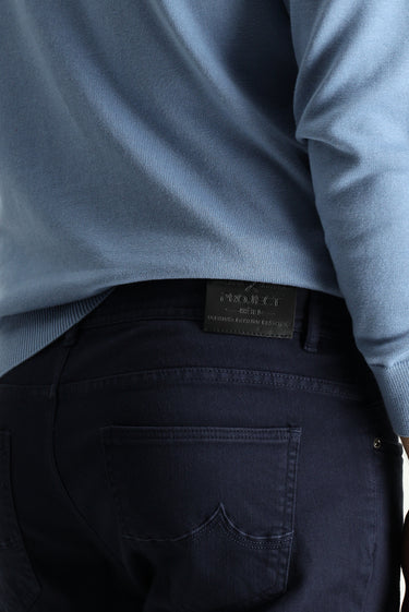 Koyu Lacivert Slim Fit Dar Kesim Likralı Kanvas / Chino Pantolon
