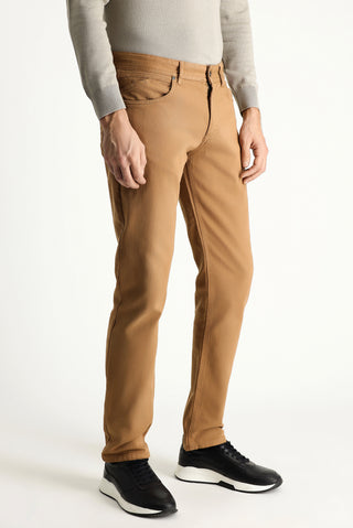  Taba 7 Drop Slim Fit Dar Kesim Likralı Kanvas / Chino Pantolon