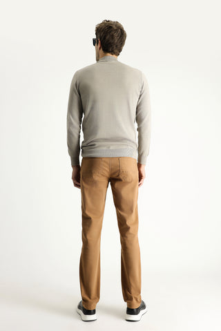  Taba 7 Drop Slim Fit Dar Kesim Likralı Kanvas / Chino Pantolon