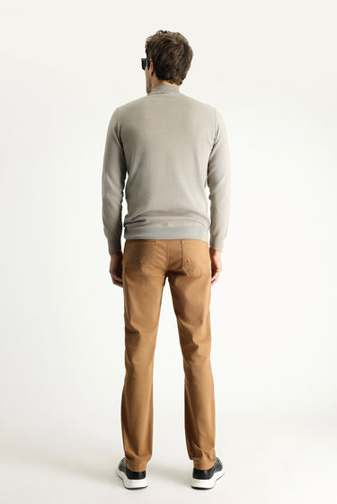 Taba Slim Fit Dar Kesim Likralı Kanvas / Chino Pantolon