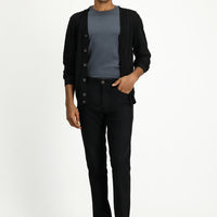 Siyah 6 Drop Regular Fit Standart Kesim Likralı Kanvas / Chino Pantolon