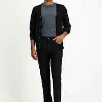 Siyah Slim Fit Dar Kesim Likralı Kanvas / Chino Pantolon
