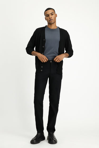 Siyah 6 Drop Regular Fit Standart Kesim Likralı Kanvas / Chino Pantolon