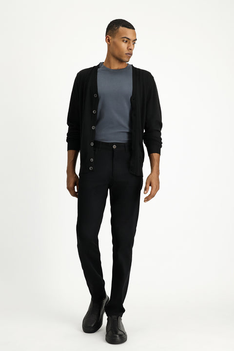 Siyah Slim Fit Dar Kesim Likralı Kanvas / Chino Pantolon