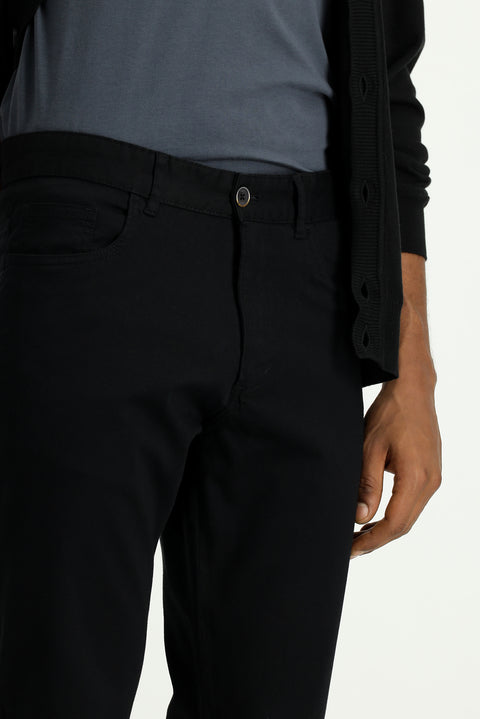Siyah Slim Fit Dar Kesim Likralı Kanvas / Chino Pantolon