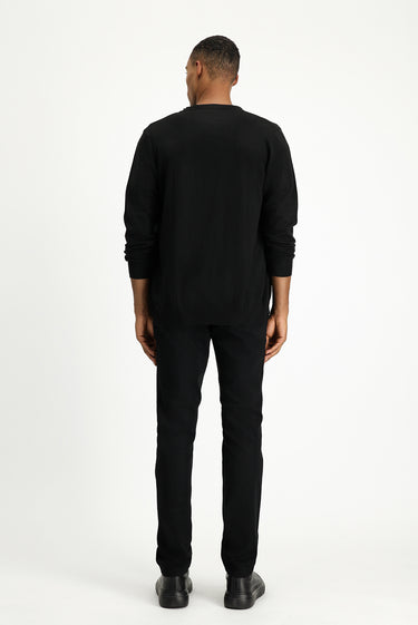 Siyah Regular Fit Likralı Kanvas / Chino Pantolon
