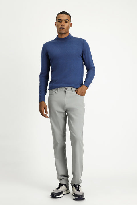 Açık Gri Slim Fit Dar Kesim Likralı Kanvas / Chino Pantolon