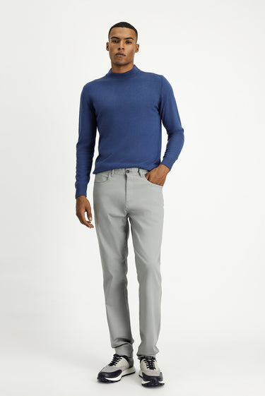 Açık Gri Slim Fit Dar Kesim Likralı Kanvas / Chino Pantolon