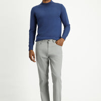 Açık Gri 7 Drop Slim Fit Dar Kesim Likralı Kanvas / Chino Pantolon