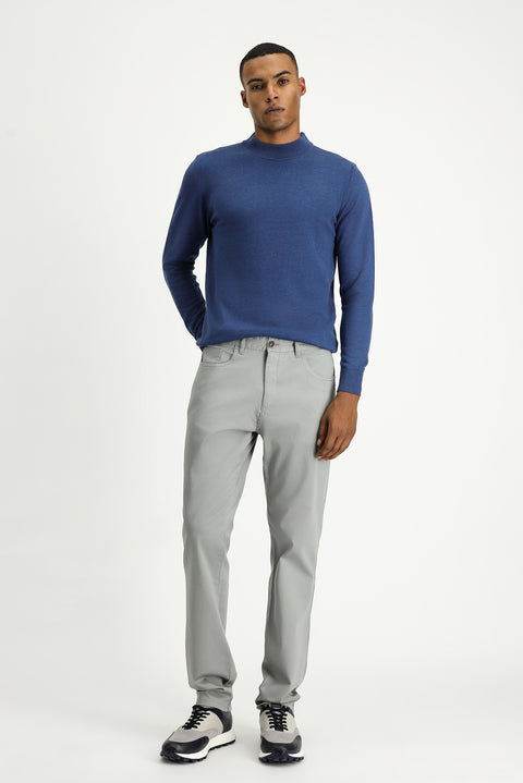 Açık Gri Slim Fit Dar Kesim Likralı Kanvas / Chino Pantolon