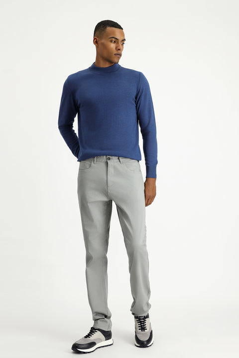 Açık Gri 7 Drop Slim Fit Dar Kesim Likralı Kanvas / Chino Pantolon