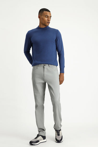  Açık Gri Regular Fit Likralı Kanvas / Chino Pantolon