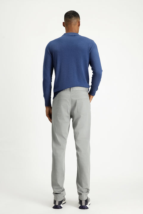 Açık Gri Slim Fit Dar Kesim Likralı Kanvas / Chino Pantolon
