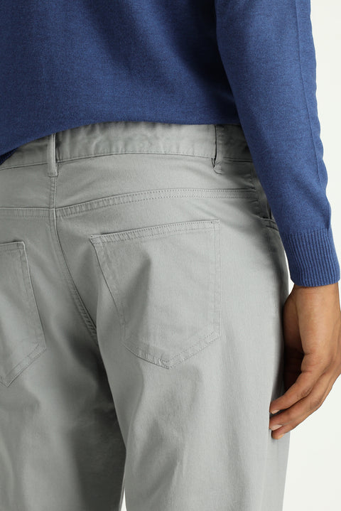 Açık Gri 7 Drop Slim Fit Dar Kesim Likralı Kanvas / Chino Pantolon