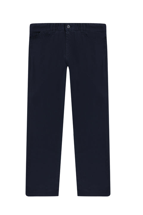 Koyu Lacivert Regular Fit Standart Kesim Likralı Kanvas / Chino Pantolon