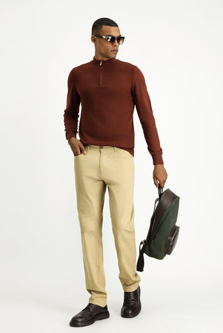  Açık Bej Regular Fit Likralı Kanvas / Chino Pantolon