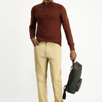 Açık Bej Slim Fit Dar Kesim Likralı Kanvas / Chino Pantolon