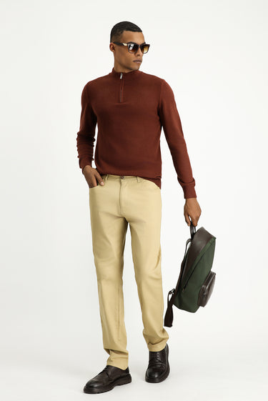 Açık Bej Slim Fit Dar Kesim Likralı Kanvas / Chino Pantolon