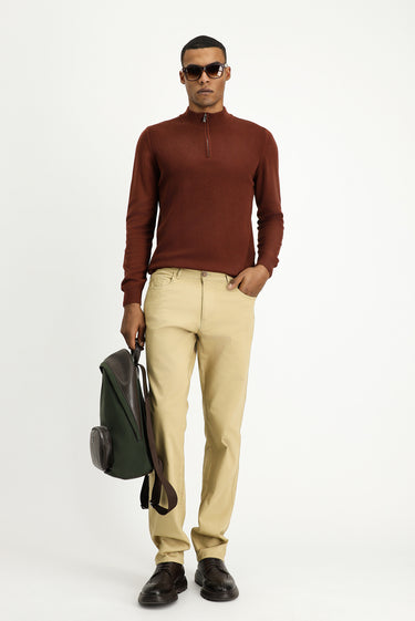 Açık Bej Slim Fit Dar Kesim Likralı Kanvas / Chino Pantolon