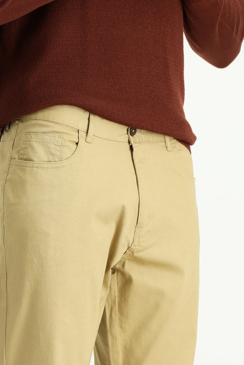 Açık Bej 7 Drop Slim Fit Dar Kesim Likralı Kanvas / Chino Pantolon