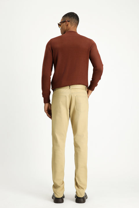 Açık Bej Slim Fit Dar Kesim Likralı Kanvas / Chino Pantolon