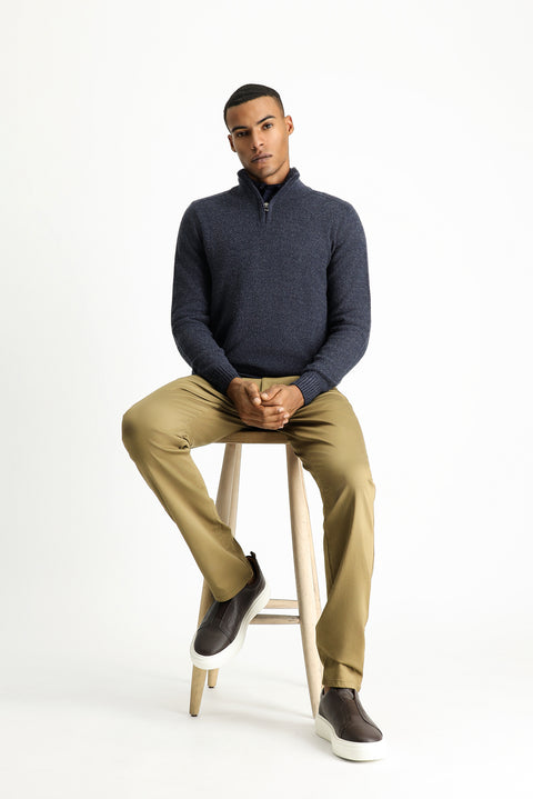 Koyu Bej 7 Drop Slim Fit Dar Kesim Likralı Kanvas / Chino Pantolon