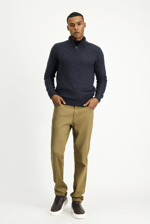 Koyu Bej Slim Fit Dar Kesim Likralı Kanvas / Chino Pantolon