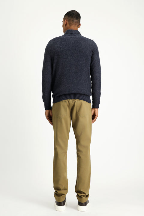 Dark Beige Slim Fit Stretch Canvas / Chino Trousers