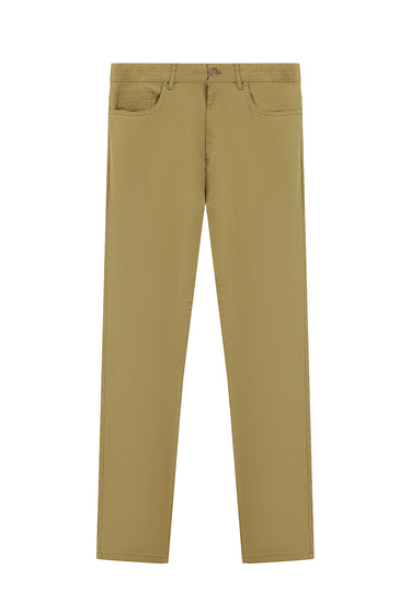 Koyu Bej Slim Fit Dar Kesim Likralı Kanvas / Chino Pantolon