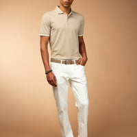 Kırık Beyaz Slim Fit Dar Kesim Likralı Kanvas / Chino Pantolon