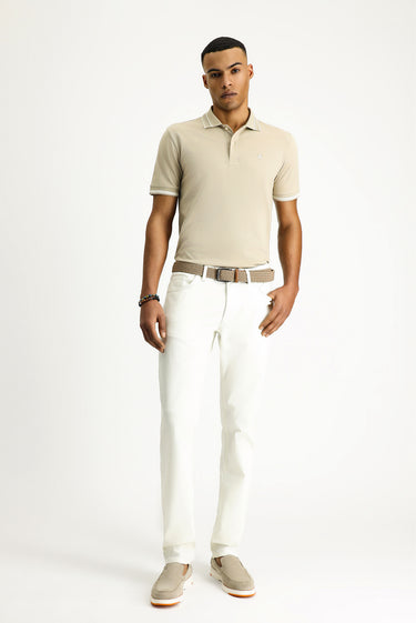  Kırık Beyaz Slim Fit Dar Kesim Likralı Kanvas / Chino Pantolon