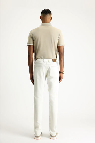 Kırık Beyaz Slim Fit Dar Kesim Likralı Kanvas / Chino Pantolon