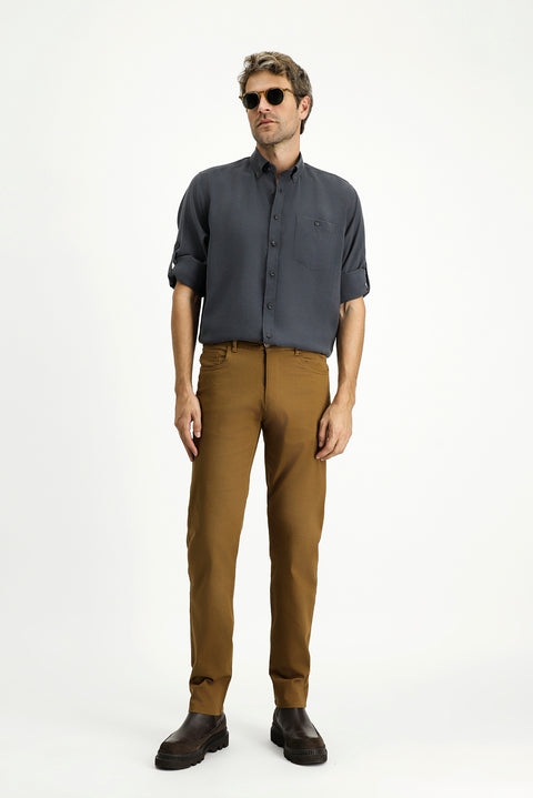 Taba 7 Drop Slim Fit Dar Kesim Likralı Kanvas / Chino Pantolon