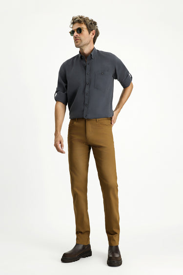 Taba Slim Fit Dar Kesim Likralı Kanvas / Chino Pantolon