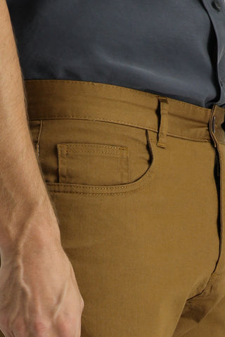  Taba 7 Drop Slim Fit Dar Kesim Likralı Kanvas / Chino Pantolon