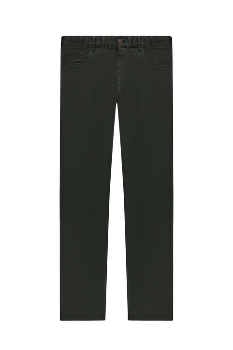 Koyu Haki Regular Fit Standart Kesim Likralı Kanvas / Chino Pantolon