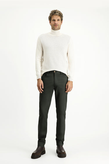  Koyu Haki Slim Fit Dar Kesim Likralı Kanvas / Chino Pantolon