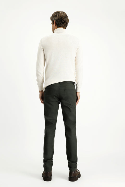 Koyu Haki Regular Fit Standart Kesim Likralı Kanvas / Chino Pantolon