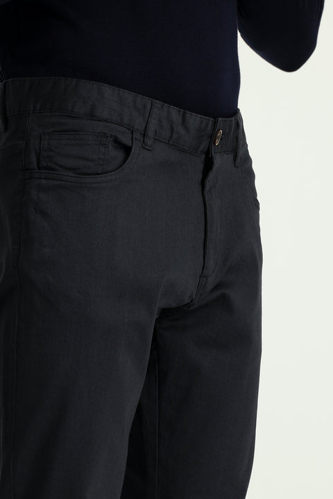 Orta Antrasit Regular Fit Standart Kesim Likralı Kanvas / Chino Pantolon