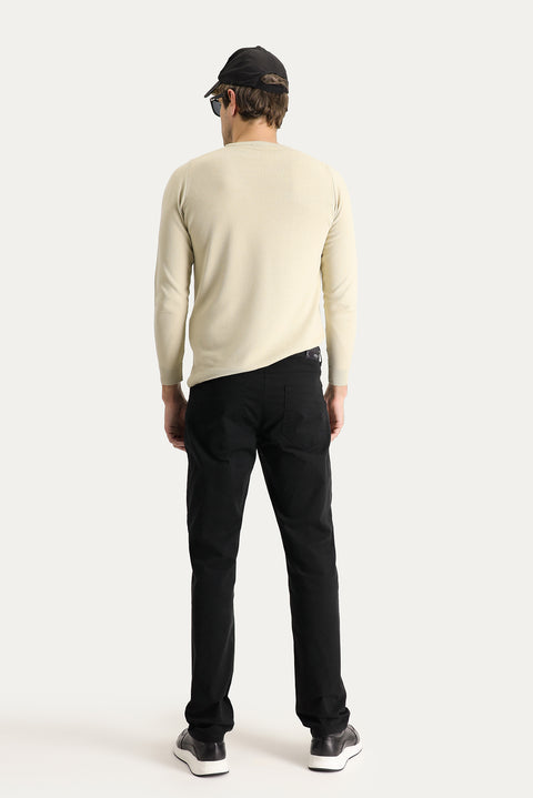 Siyah 6 Drop Regular Fit Standart Kesim Likralı Kanvas / Chino Pantolon