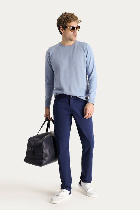 Havacı Mavi Regular Fit Standart Kesim Likralı Kanvas / Chino Pantolon