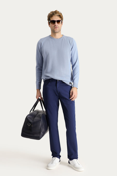 Havacı Mavi 6 Drop Regular Fit Standart Kesim Likralı Kanvas / Chino Pantolon