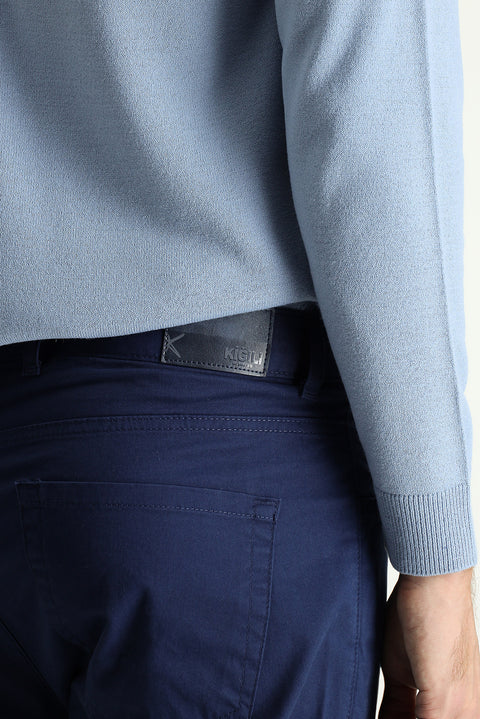 Havacı Mavi Regular Fit Standart Kesim Likralı Kanvas / Chino Pantolon
