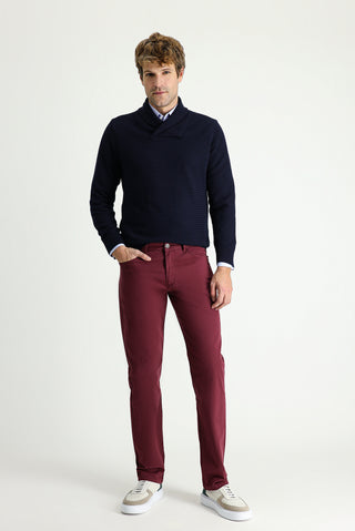  Açık Bordo 6 Drop Regular Fit Standart Kesim Likralı Kanvas / Chino Pantolon