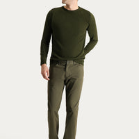 Yağ Yeşili-Olive Regular Fit Likralı Kanvas / Chino Pantolon