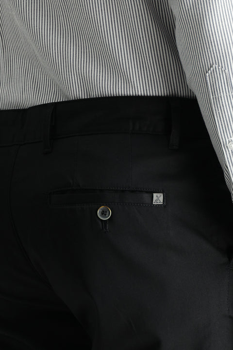 Siyah Relaxed Fit Rahat Kesim Likralı Kanvas / Chino Pantolon