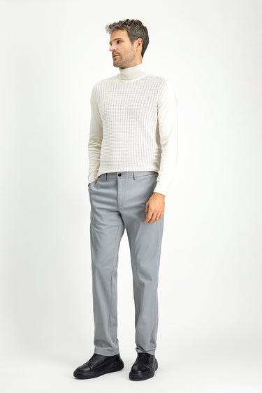 Açık Gri Regular Fit Likralı Kanvas / Chino Pantolon